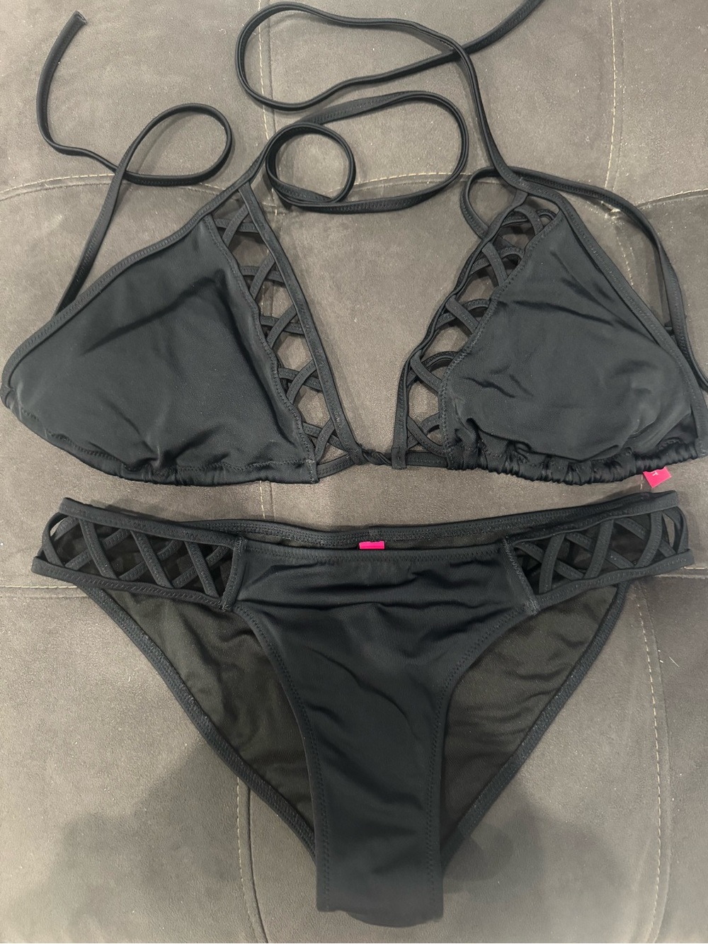 Victoria's Secret Black Crisscross Trim Triangle Bikini